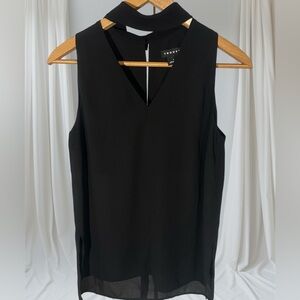 Trouve Women Shear Black Blouse Size S Nordstrom Sleeveless Float Collar Party